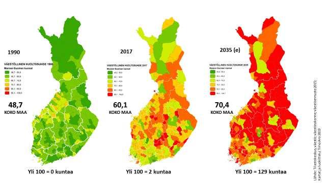 Keski-ikä Helsingin seutukunnassa vuonna 2017 oli 40,1 vuotta, kun koko maassa keski-ikä oli samana vuonna 42,7 vuotta. Kuviot 7 ja 8.