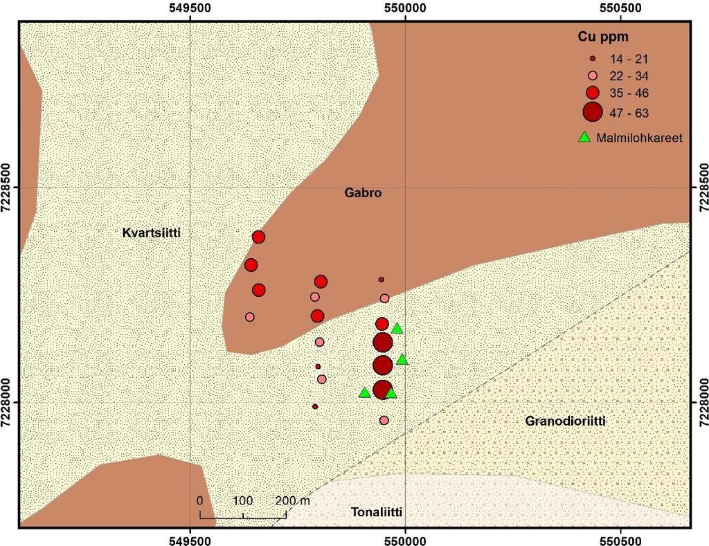 GEOLOGIAN TUTKIMUSKESKUS Hulkki ja Taivalkoski 72/2018 53 4.4 Malmipotentiaalin heijastuminen pxrf-tuloksissa 4.4.1 Vuorivaara Kainuun Alakylän Vuorivaaran testikohteella ainut malmiviite on alueelta löydetyt malmilohkareet.