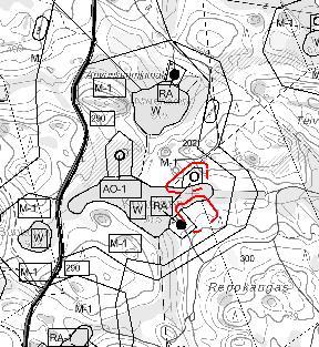 Muutosluonnokseen merkitään yksi lomarakennuspaikka (1 RA) tilalle 2-53, tilalle 2-51 jää yksi lomarakennuspaikka.