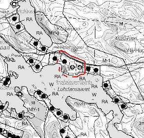 KOHDE 8 Ihalaisenlahti (Laukonselkä, Louhivesi), kiinteistöt 623-407-3-22 ja -3-23 Nykyisessä kaavassa lohkotilat 623-407-3-22 ja -3-23 ovat maa- ja metsätalousvaltaista aluetta (M-1),