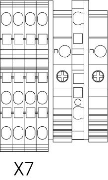 X7 Location of X1, X2, X3, X4, XAC, X5 and XDC and Q2, Q4 and Q5 terminal strips Q2, Q4
