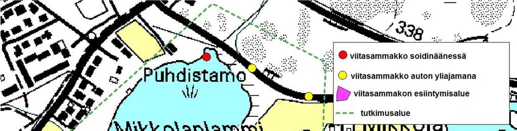 2 3. TULOKSET Viitasammakoita havaittiin 8.5.2013 maastohavainnoinnin aikana. Yksittäisiä koiraita oli jaksottaisesti soitimella kolmessa eri osassa Mikkolanlammin rantavyöhykettä.