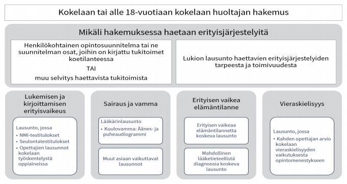 Koesuoritusta heikentävän syyn huomioon ottaminen Voidaan huomioida sairaus, vamma, lukemisen ja kirjoittamisen erityisvaikeus, erityisen vaikea elämäntilanne tai vieraskielisyys.