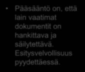 että lain vaatimat dokumentit on