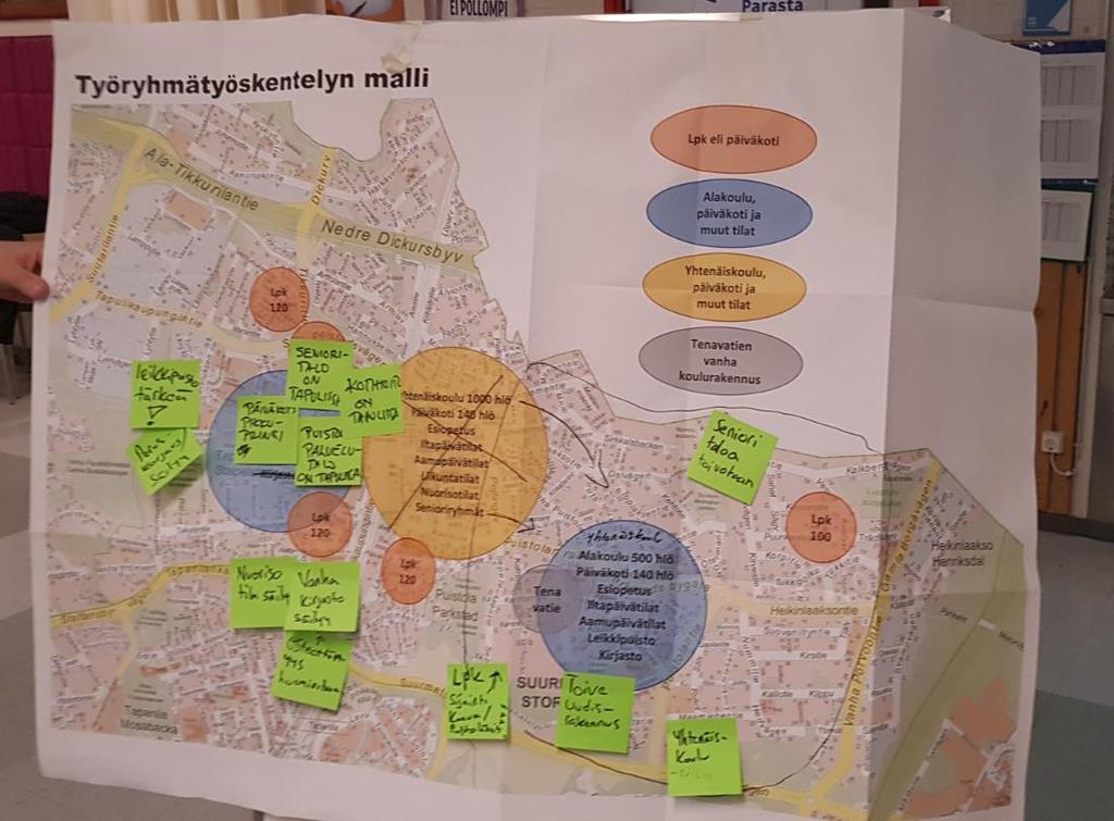 Muistio 5/7 Päiväkotipaikkoja tarvitaan alueelle lisää. Päiväkoti täytyy olla kävelymatkojen päässä. Ei pitäisi suosia autoilua. Tapulissa keskus halutaan autottomaksi. Uusi senioritalo Puistolaan.