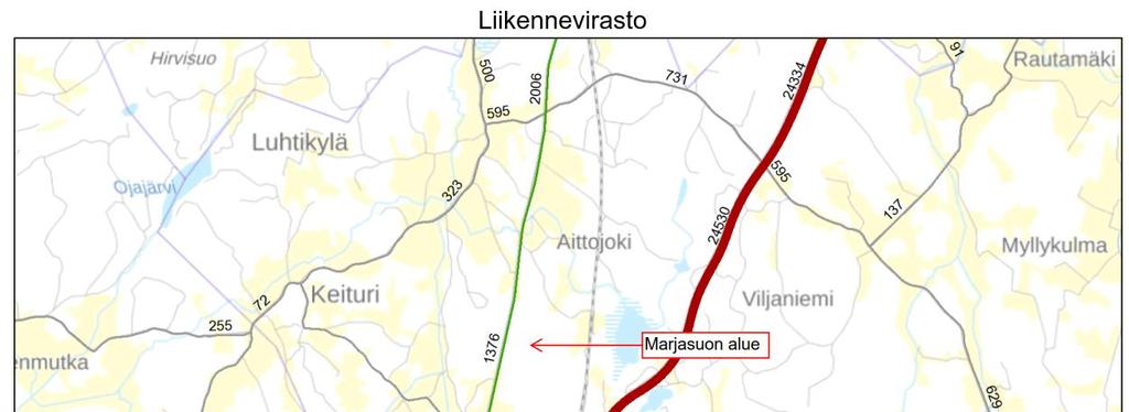 Kuva 17. VE2 Marjasuon alueen liikennemäärät (KVL 2017) (Liikennevirasto, 2018a).