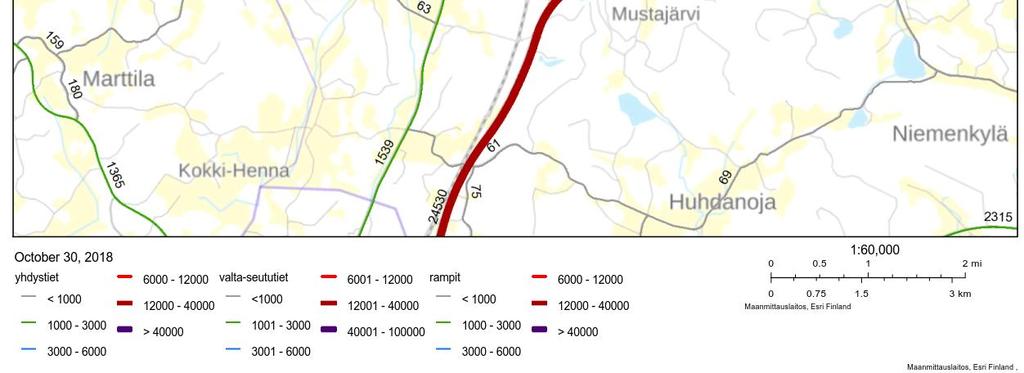 Valtatieltä 12 on matkaa lyhimmillään (uusi tieyhteys Uudenkylän asevarikon kohdalta) noin 4 km hankealueelle ja nykyisiä teitä (Kuivannontie Lappustentie) pitkin noin 6 km.