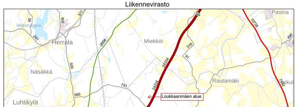 Kuva 19. VE4 Loukkaanmäen alueen liikennemäärät (KVL 2017) (Liikennevirasto, 2018a). 3.4 Ilmanlaatu Päästöjä ilmaan aiheutuu erityisesti liikenteestä ja teollisista toiminnoista.