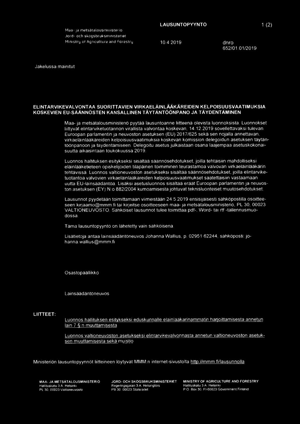 Luonnokset liittyvät elintarviketuotannon virallista valvontaa koskevan, 14.12.