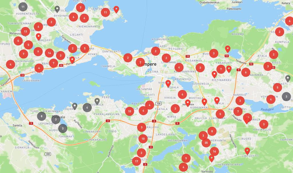 Perheasuntojen tarjonta Tampereella max 200 000 e