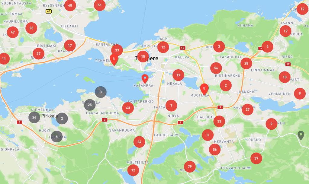 Perheasuntojen tarjonta Tampereella max 300 000 e