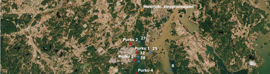 Kuormituksen laskennassa on käytetty näytepisteiltä Porvoonjoki 11,5 6022 ja Mustijoki 4,2 6010 mitattuja pitoisuuksia sekä valuma-aluesuhteella korjattuja virtaamia Porvoonjoella Vakkolan (suhde