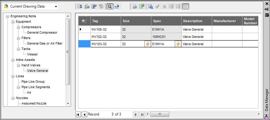22 Kuva 9. Data Manager 5.2 Spec Editor 5.2.1 Osien ja katalogien luonti Plant 3D putkisto-osien luonti tapahtuu pääsääntöisesti Spec Editorin puolella.