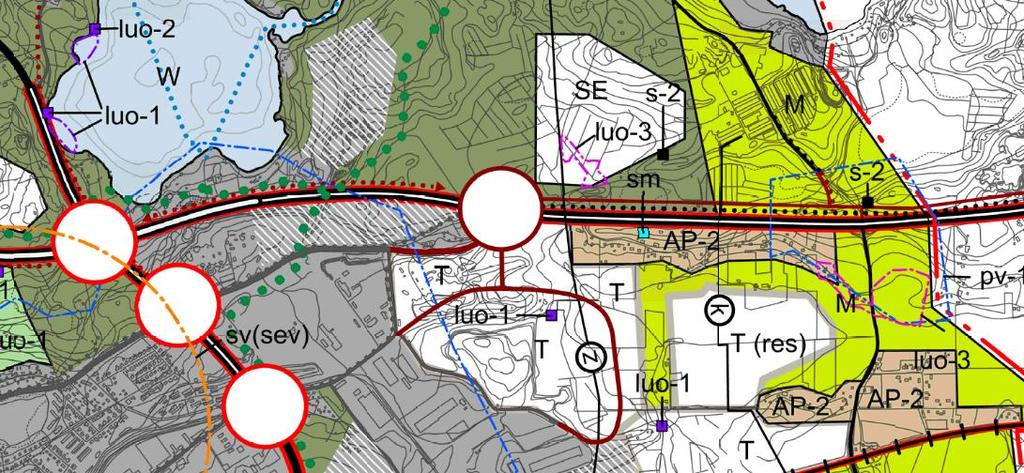 uudeksi eritasoliittymäksi. Valtatien 6 eteläpuolella sijaitseva Härkäojantien alue on merkitty pientalovaltaiseksi alueeksi (AP-2), jota ei ole tarkoitettu asemakaavoitettavaksi.