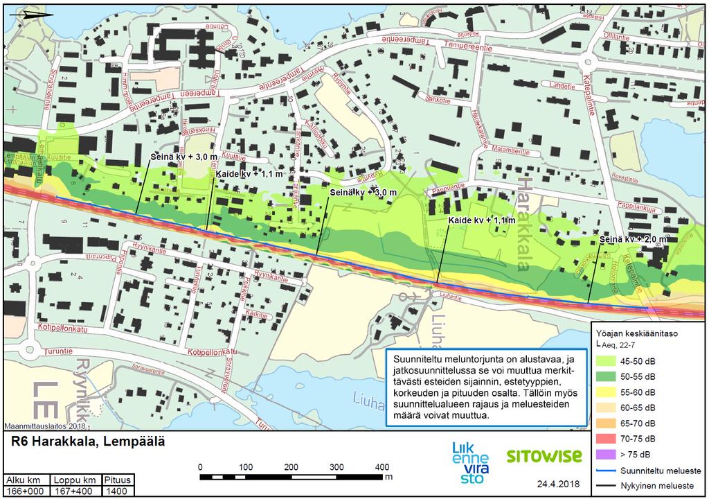 HARAKKALAN ALUE (radan länsipuoli) Alueella ei ole meluntorjuntarakenteita. Alue sisältyy Liikenneviraston meluntorjunnan toimintasuunnitelmaan vuosille 2018 2023.