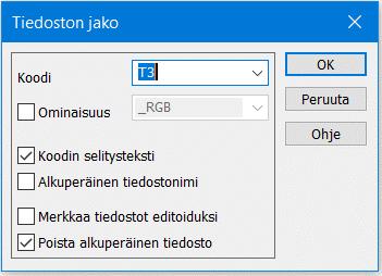 Nimi-sarakkeen Etsi-toiminnolla voidaan valita kaikki tiedostot, joiden nimessä on annettu hakuteksti. Aktivoi-toiminto aktivoi sen tiedoston, johon aktiivinen piste (esim.