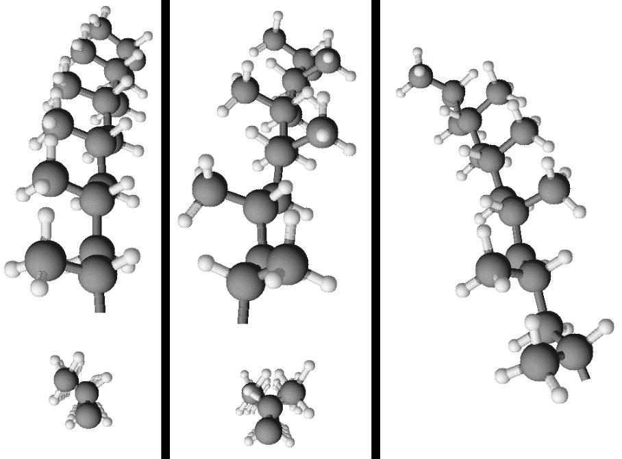 6 Kuva 4. Polypropeenin polymerisaatio propeenista. Kuva 5. PP:n taktisuudet. Vasemmalla isotaktinen, keskellä syndiotaktinen ja oikealla ataktinen. 2.