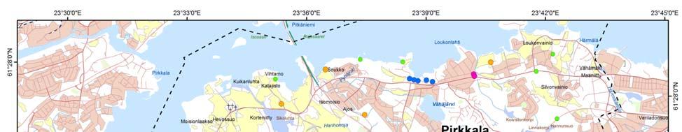 5 GTK:n geokemiallisen taustapitoisuuskartoituksen aikana 2006 2008 otettiin Pirkkalasta 9 näytettä pohjamoreenista (Hatakka ym.