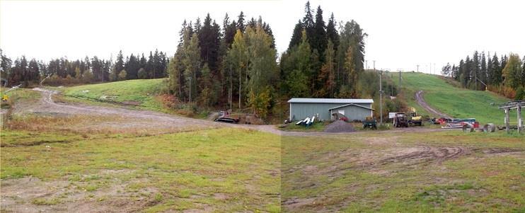 Rinnerakennus, Kokonmäen liikuntapuisto, kohde 15 Nykyisen varastohallin alueelle osoitettu rakennusoikeutta 600 k-m², jotta kaikki rinteiden hoitoon tarvittava kalusto voidaan säilyttää katon ja