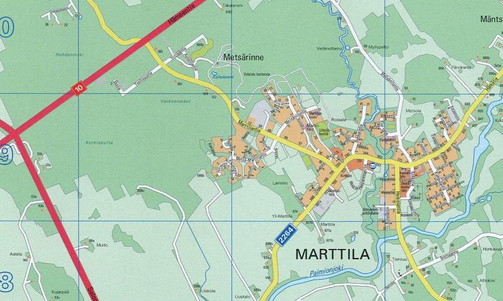 1 SUUNNITTELUALUEEN SIJAINTI Alue sijaitsee Marttilan kunnan keskustaajamassa, sen pohjoisosassa n.