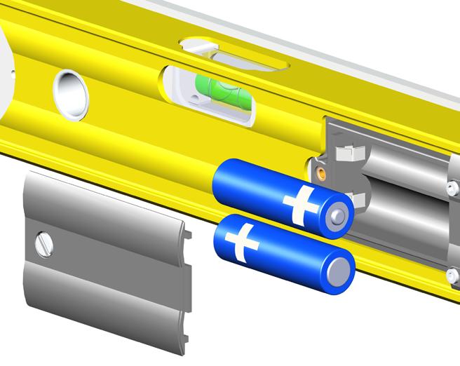 1. 2. 2 x 1,5 V alkali AA, LR6, Mignon MN 1500 3. Paristojen asettaminen / paristojen vaihto Irrota paristokotelon kansi kulmamitan etupuoleltaja aseta uudet paristot lokeroon merkintöjen mukaisesti.