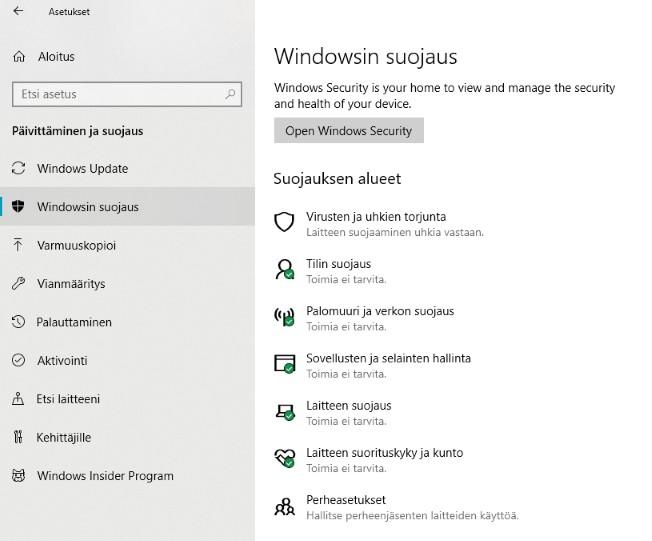 Windowsin suojaus Aikaisemmissa kappaleissa on jo käyty joitakin suojauskeinoja läpi.