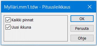 Dialogissa määritetään laskentaleveys siten, että etäisyys mittalinjan vasemmalle puolelle on negatiivinen ja oikealle positiivinen.