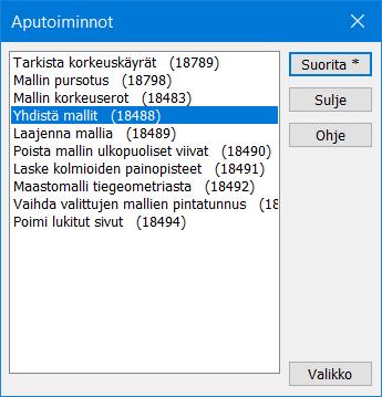 4.6.6 Rakolinjan tarke Laskee rakolinjan tarkkeet annettuun maastomalliin nähden käyttäen tiegeometriatiedostoa, joka määrää tarkkeen suunnan.