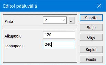 Voit luoda uuden pinnan painamalla Uusipainiketta ja osoittamalla tämän uuden leikkauksen muodostavat pisteet hiirellä. Anna pintatunnus ja paina Tallenna.