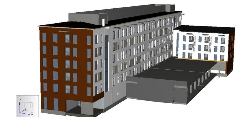 Kuva. Malli avautuu PyroSimissa oikeassa asennossa, oikean kokoisena ja oikean näköisenä.