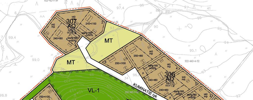 YLEISTÄ Johdanto Korttelit 301-305 sijoittuvat metsäiseen rinnemaastoon ja korttelit 306-307 avoimen pellon reunaan tasamaalle.