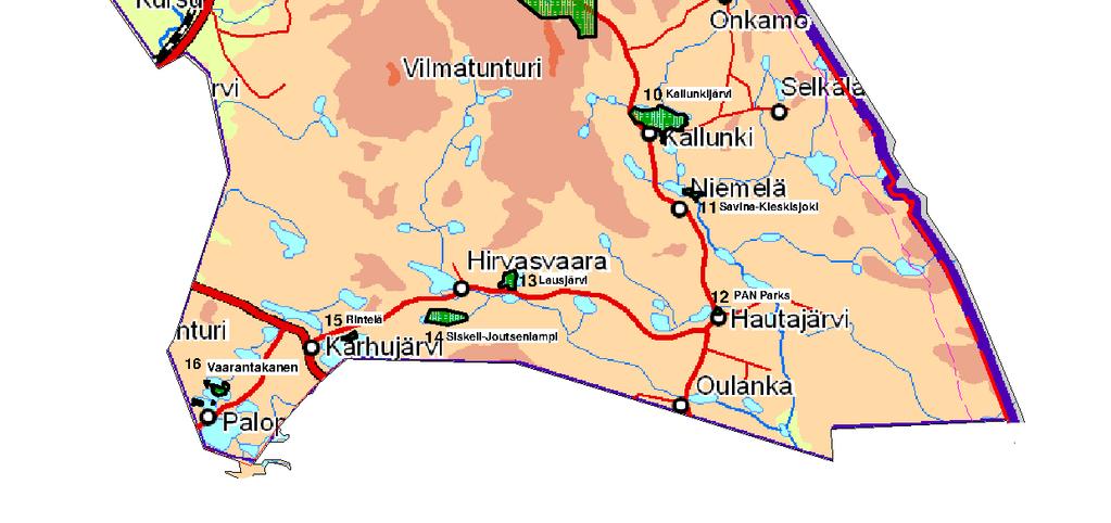Hangasjärven ranta-asemakaava 10. Kallunkijärven ranta-asemakaava 11. Savina- ja Kieskisjoen ranta-asemakaava 12. PAN Parks hankkeen asemakaava 13.