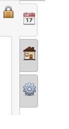 asetukset ( hammasratas) Lukko painikkeella sivupalkki saadaan pysymään jatkuvasti avoimena (lukko ilmestyy näkyviin, kun tiloja on valittu kalenterille).