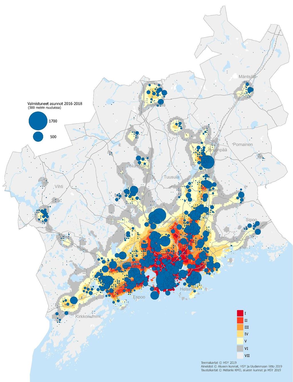 Asuntotuotantotarpeeseen vastaaminen, yhdyskuntarakenne Kestävin kulkutavoin hyvin saavutettaville alueille sijoittui 67 % vuonna 2016-2018 valmistuneista asunnoista.