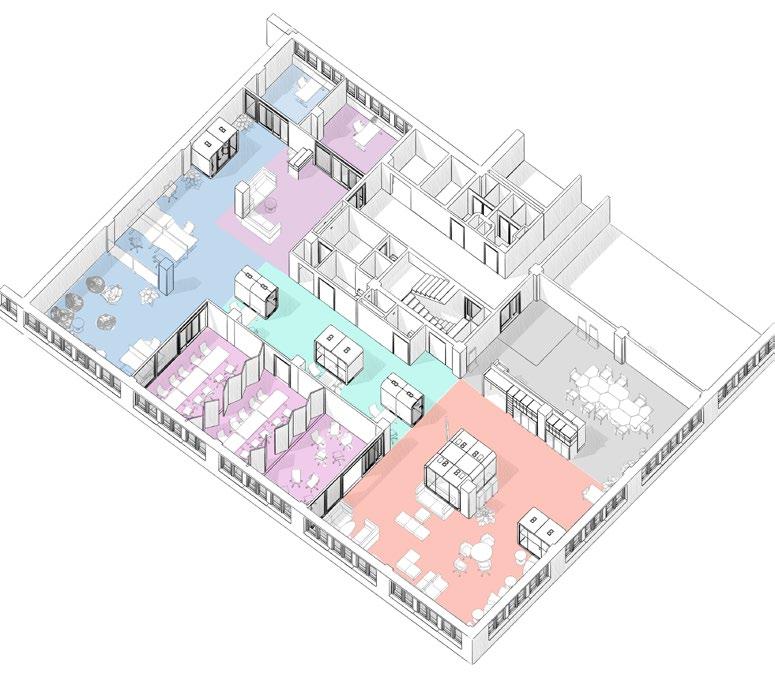 KONSEPTI TULEVAISUUDEN CO-WORKING-TILAT TREY:N TOIMISTOLLE Tampereen yliopiston ylioppilaskunnan uusissa toimistoissa pääsevät työskentelemään ylioppilaskunnan jäsenet.