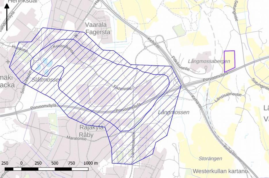 Ote pöytäkirjasta 8 Sivu 17 Kuva 7. Fazerilan pohjavesialue ja hankealue noin 700 m pohjavesialueelta itään.