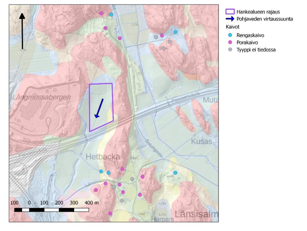 Vuosaaren sataman liikenneyhteyksien Vuoli-projektin sekä Östersundomin kiviaineshankkeen YVA-menettelyn yhteydessä. Suurin osa kaivoista on porakaivoja ja osa rengaskaivoja.