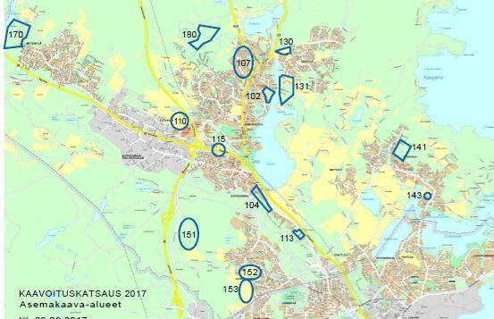 102 Kuva 62. Otteet Ylöjärven ja Pirkkalan kaavoituskatsauksista 2017.