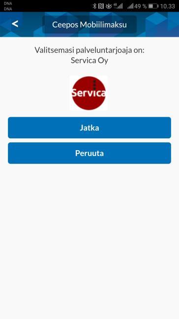Servica Oy Ceepos mobiilimaksaminen 7 (14) Jatkossa voit kirjautua sovellukseen sisään omilla tunnuksillasi. 2.