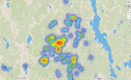 139 KARTTA-AINEISTON TARKASTELUA Kartta-aineiston merkintöjen mukaan Töysän alueelle hahmottuu neljä kotiseutukeskittymää.