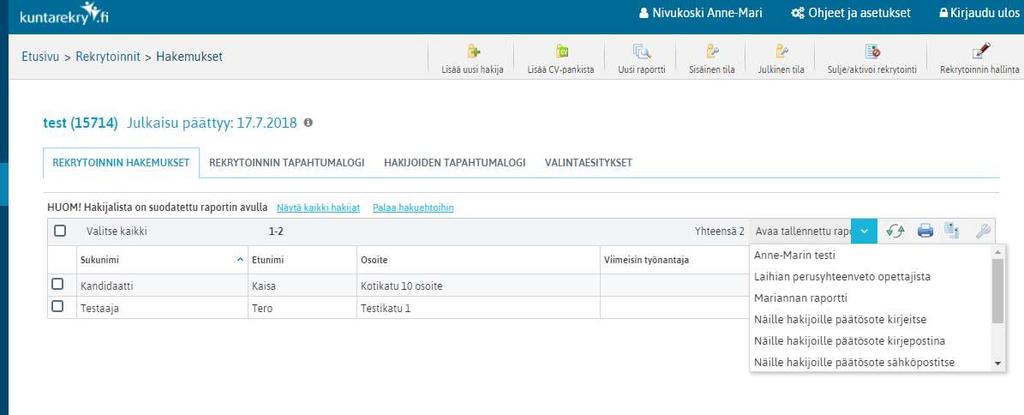 HAKIJARAPORTIN SISÄLLÖN MÄÄRITTELY,