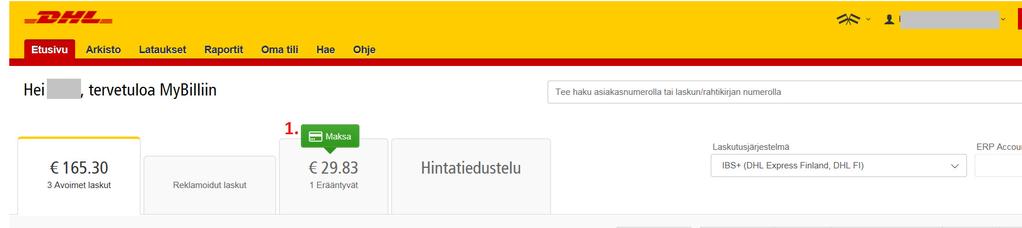 LASKUN MAKSAMINEN MyBill mahdollistaa laskujen maksun kolmen eri toiminnon kautta: 1.