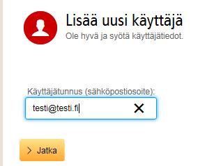 Paina Lisää uusi käyttäjä, täytä käyttäjän sähköpostiosoite,