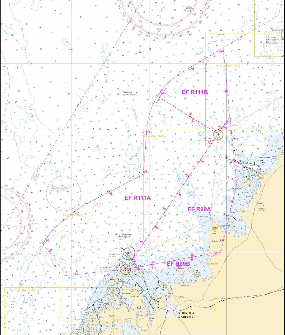 Kuva viitteeksi, karttaotteet ei merikartan mittakaavassa / Bild för referens, kortutdrag inte i sjökortets skala / Image for reference, chart extracts not to scale of chart 7 Kauppa-aluksia ei