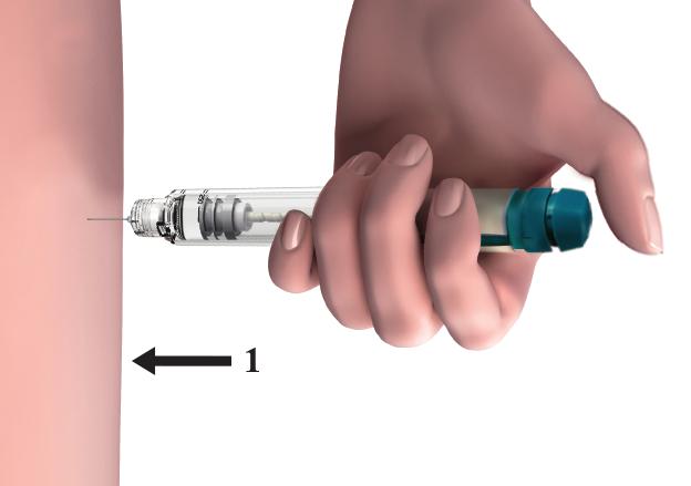 Pidä annosvalitsinta alhaalla vähintään 5 sekuntia 5. Annoksen pistäminen 5.1. Valitse pistoskohta lääkärin tai sairaanhoitajan määräämältä alueelta. 5.2.