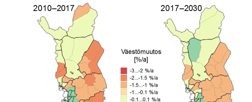 harvaanasutuille ja taantuville alueille.