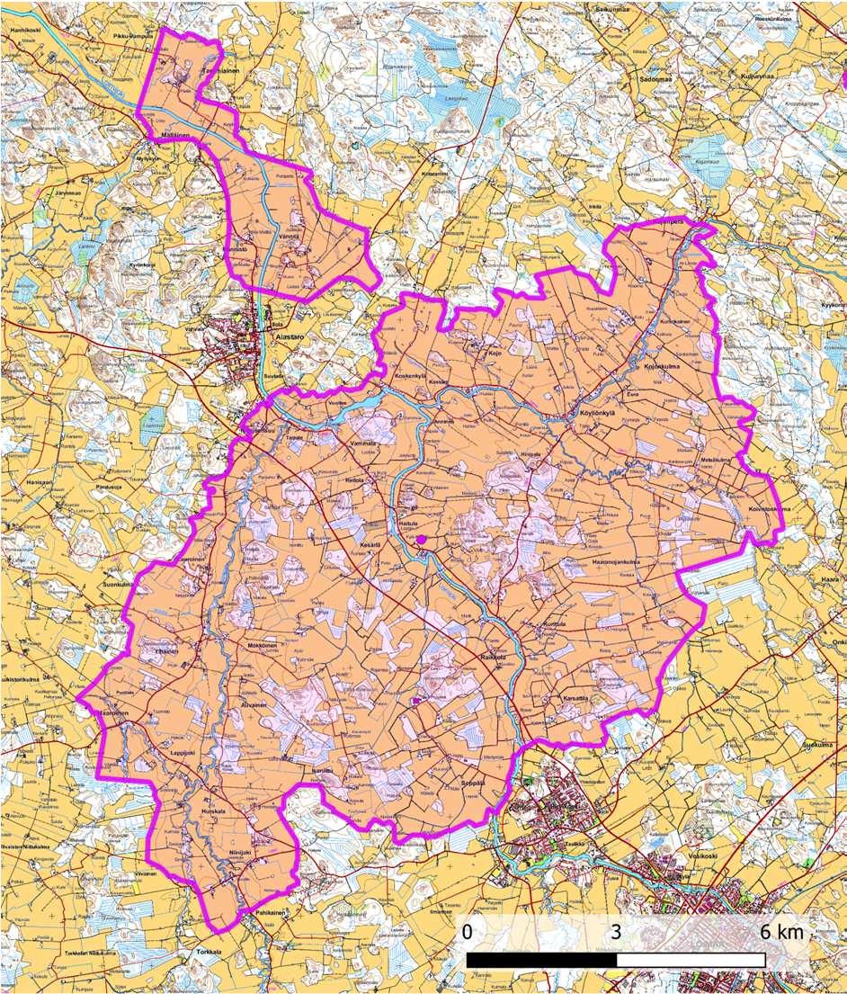 Loimaa, Loimijoen-Niinijoen-Kojonjoen pellot: 110141; 11875 ha Loimijokivarren peltoaukea Alastaron kirkonkylän pohjoispuolella, sekä laajempi Loimijoen, Niinijoen ja Kojonjoen halkoma peltoalue