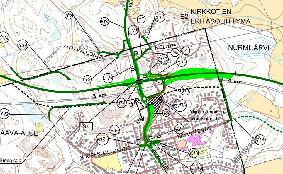 Kirkkotien eritasoliittymän työtilanne Hyötypuuston poisto käynnissä Kiinteistökatselmukset lähimpiin