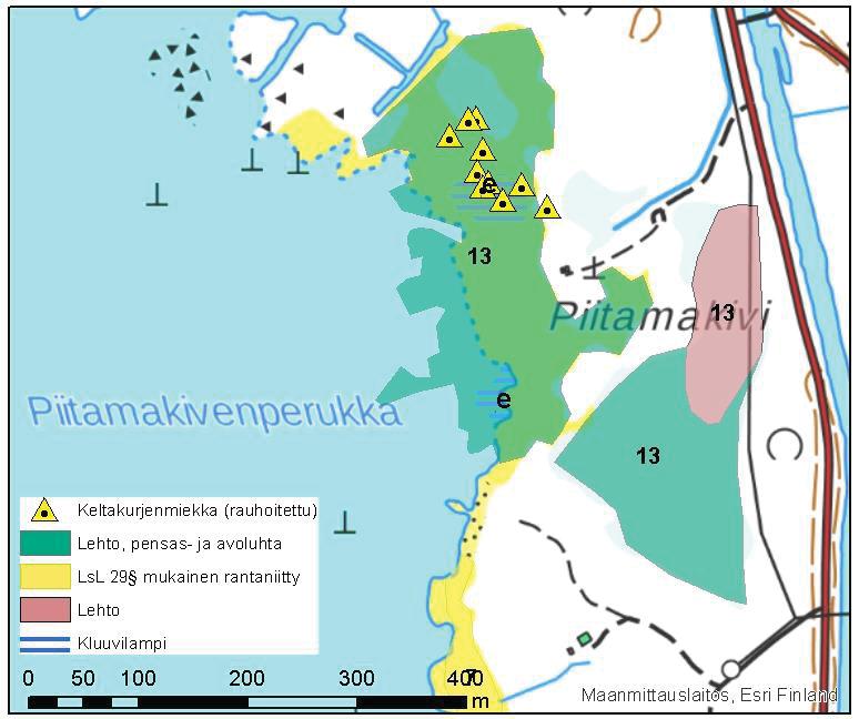 15 4.5.5 Piitanan pohjoispuolisen alueen kluuvilammet (e) Nimi Arvo Piitanan kluuvilammet Vesilain