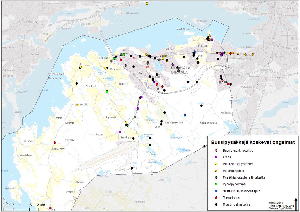 Bussipysäkkiä koskevat ongelmakohdat